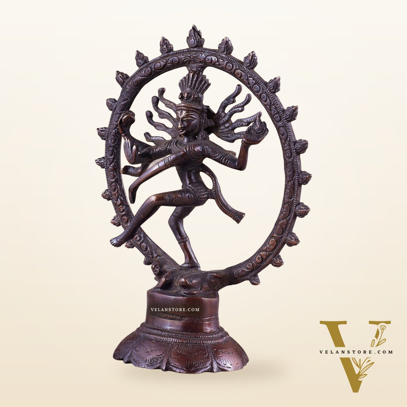Brass Superfine Nataraja Idol - 7.5 Inch Vintage Bronze tone