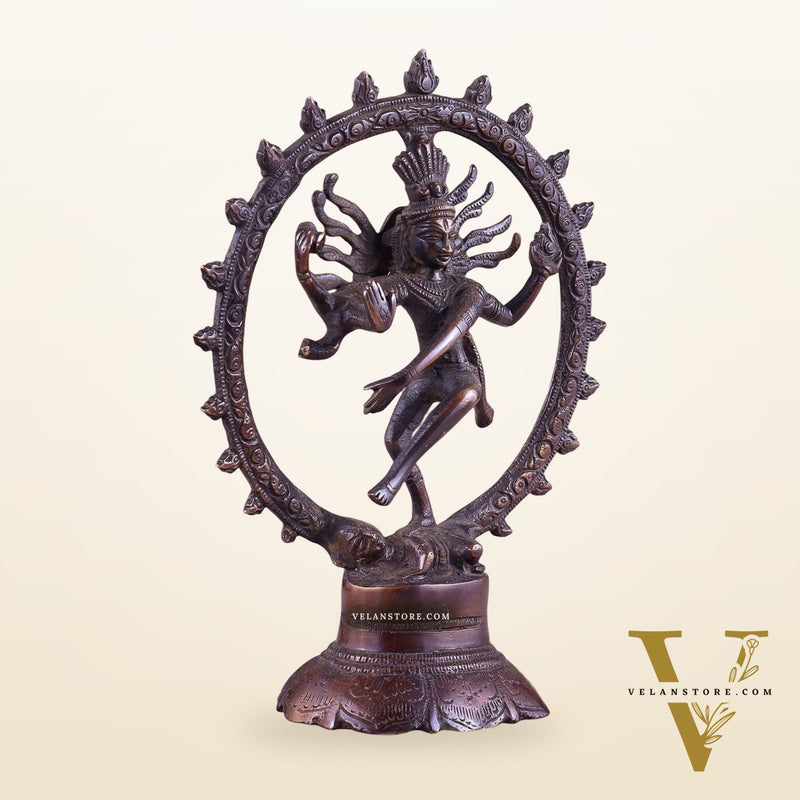 Brass Superfine Nataraja Idol - 7.5 Inch Vintage Bronze tone