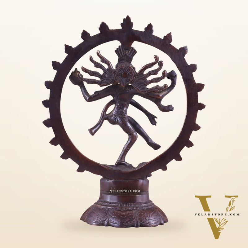 Brass Superfine Nataraja Idol - 7.5 Inch Vintage Bronze tone