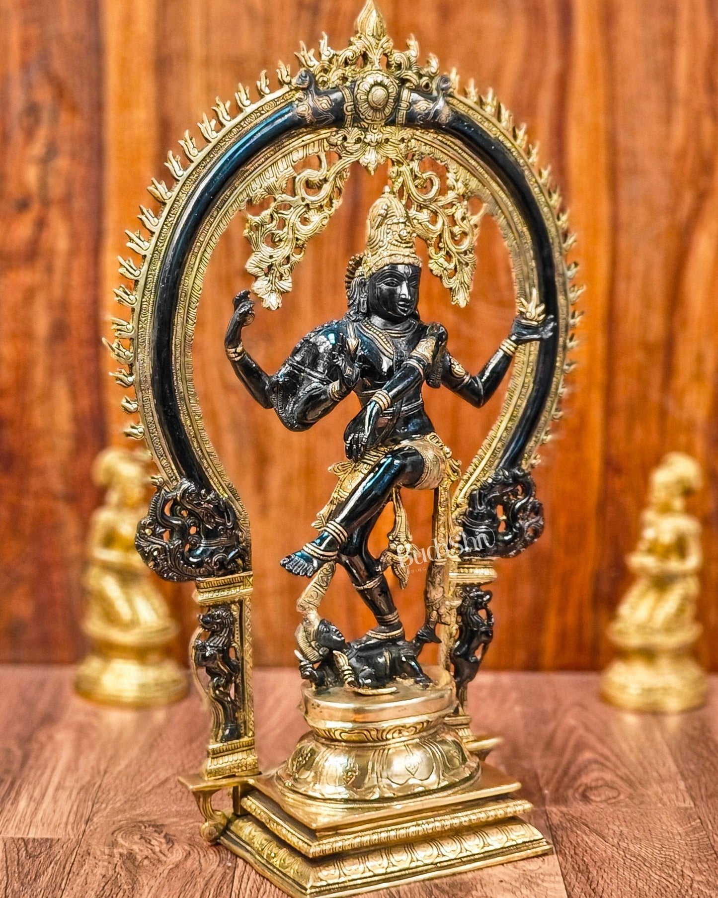 Unique Nataraja Statue - Handcrafted Brass Black Wash on Gold | 26 Inch Height