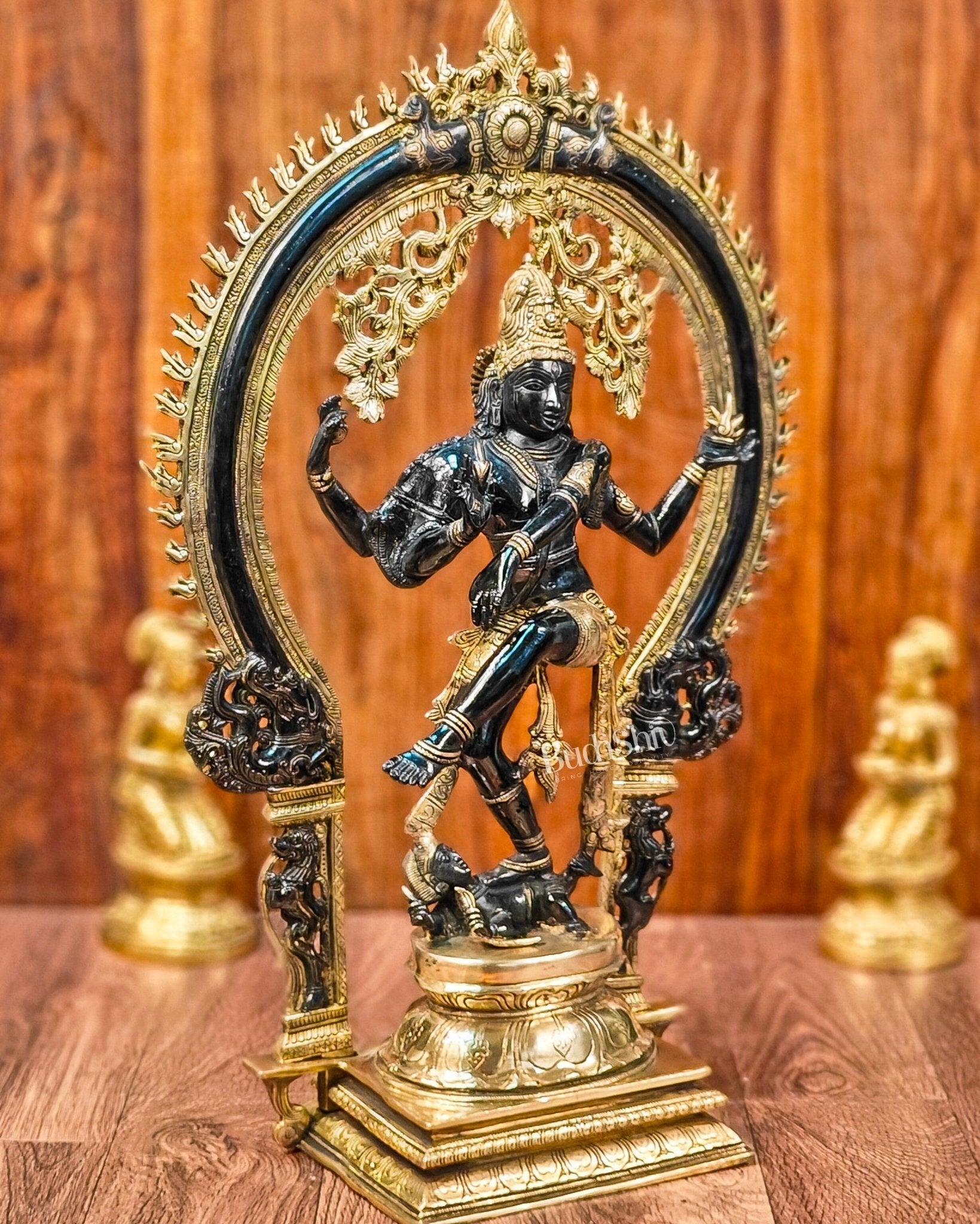 Unique Nataraja Statue - Handcrafted Brass Black Wash on Gold | 26 Inch Height