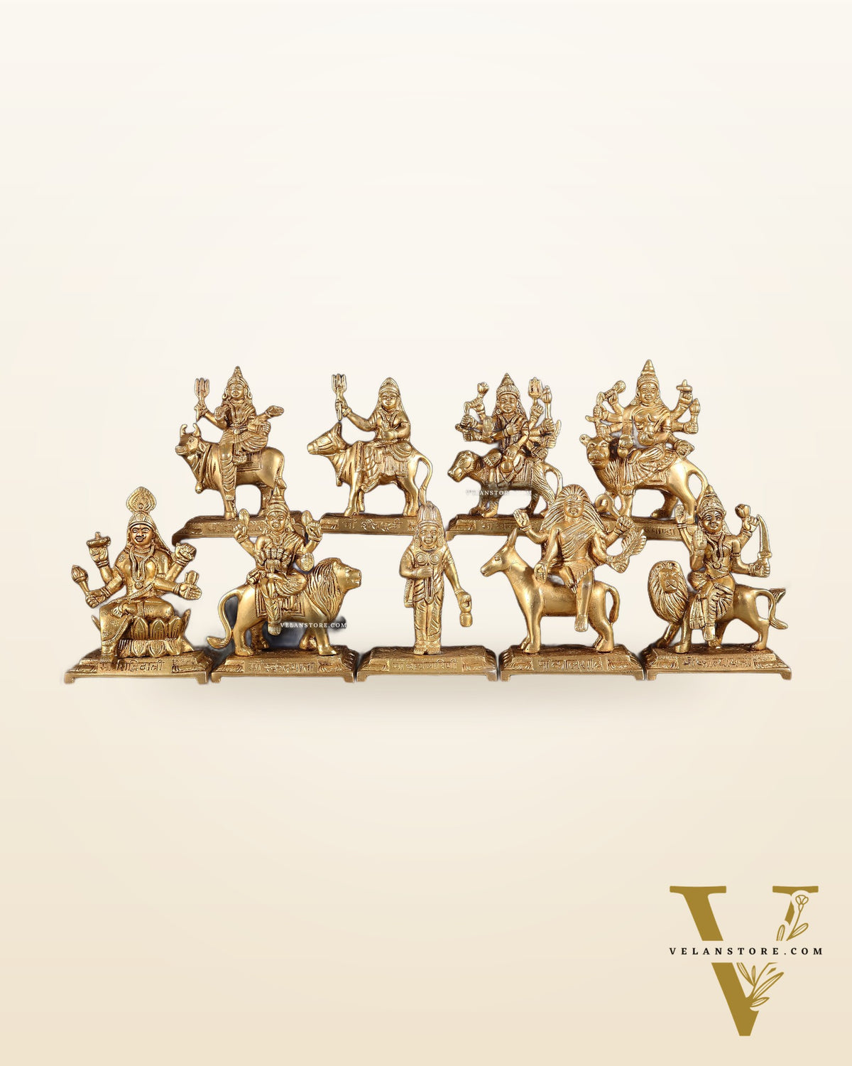 Brass Superfine Navadurga idols Set: 9 Divine Avatars for Daily Navratri Pooja