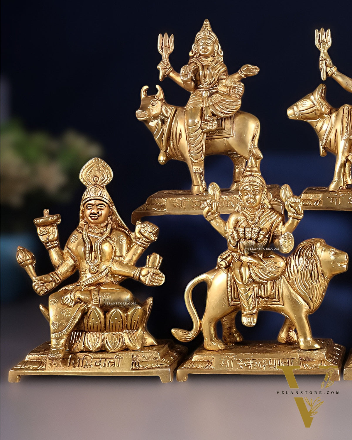 Brass Superfine Navadurga idols Set: 9 Divine Avatars for Daily Navratri Pooja
