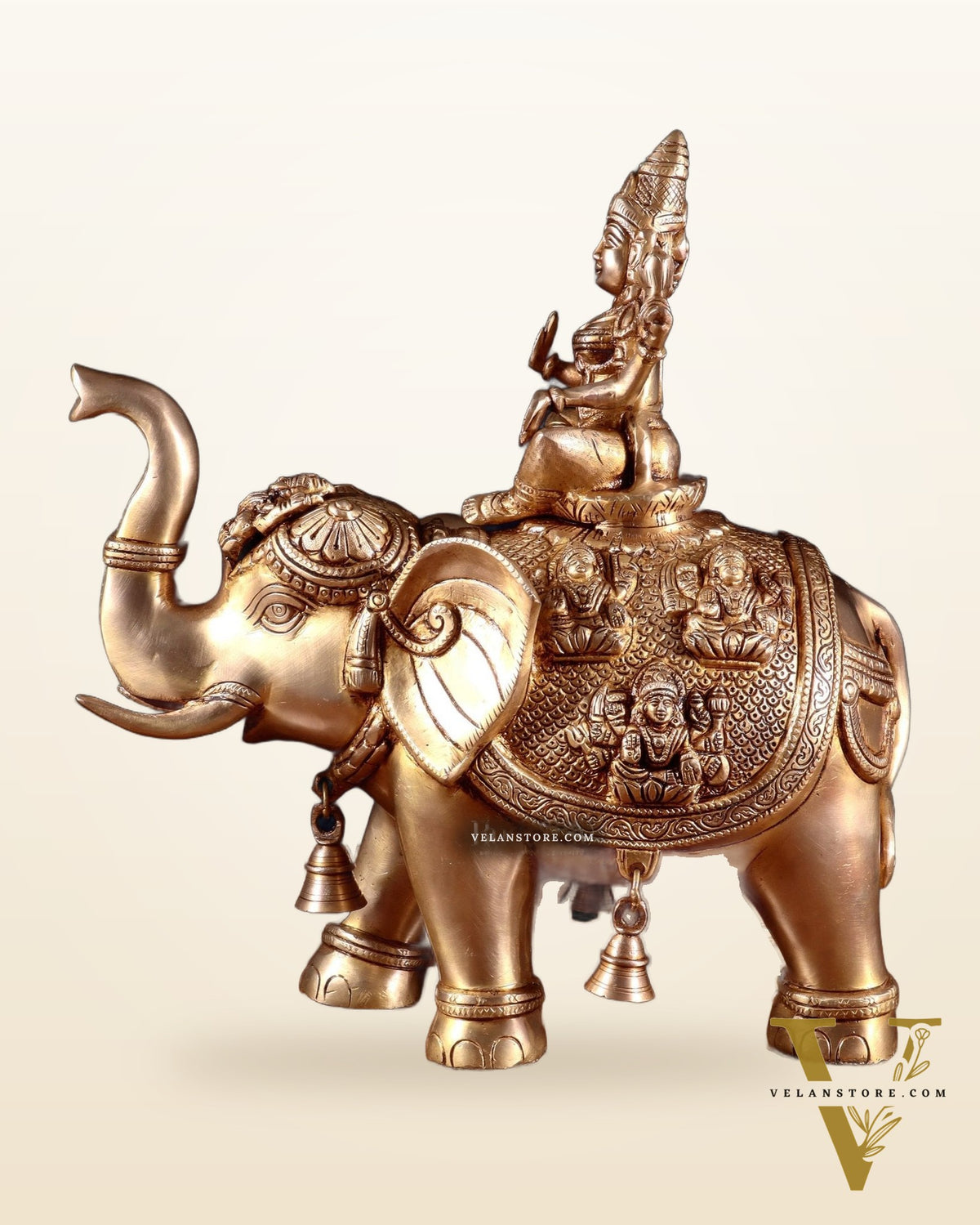 Brass Superfine Pair of Elephants with Ashtalakshmi & Balaji – 15”