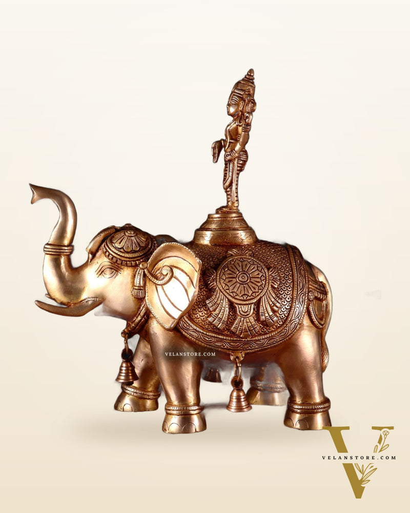 Brass Superfine Pair of Elephants with Ashtalakshmi & Balaji – 15”
