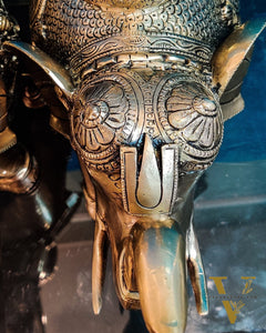 Brass Superfine Pair of Engraved Elephants with Goddess Lakshmi and Lord Tirupati Balaji | Auspicious Home Decor |