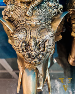 Brass Superfine Pair of Engraved Elephants with Goddess Lakshmi and Lord Tirupati Balaji | Auspicious Home Decor |