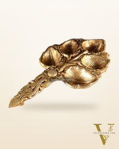 Brass Superfine panch Diya Aarti with Handle 9.5 inch