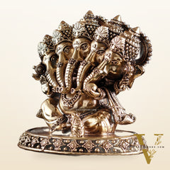 Brass Superfine Panchmukhi Ganesha Idol – Five-Headed Ganesha, 4.2"