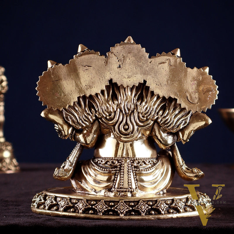 Brass Superfine Panchmukhi Ganesha Idol – Five-Headed Ganesha, 4.2"