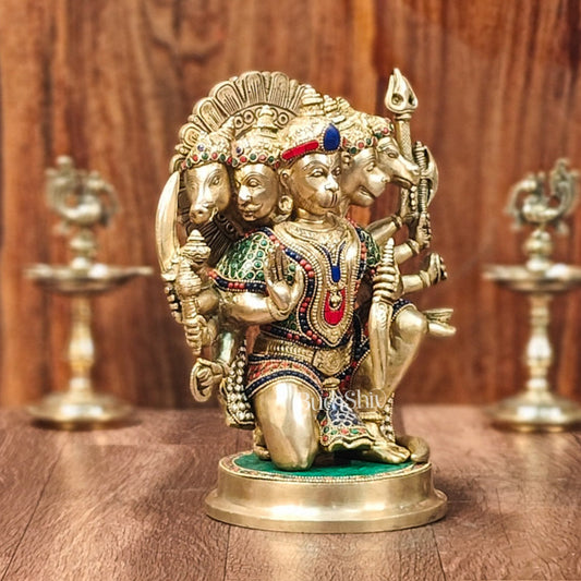 Brass Superfine Panchmukhi Hanuman 11 "