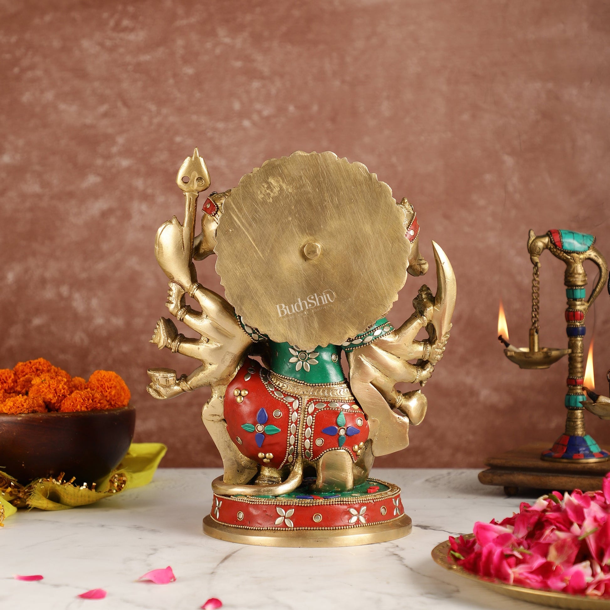 Brass Superfine Panchmukhi Hanuman 11 " with meenakari work