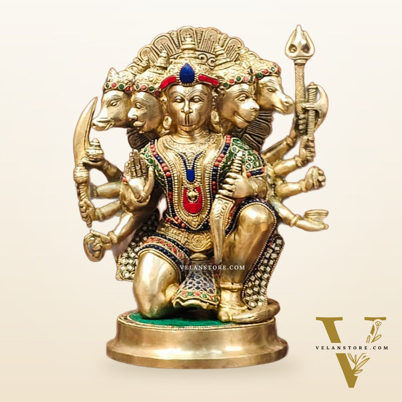 Brass Superfine Panchmukhi Hanuman 11 "
