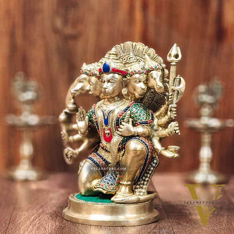 Brass Superfine Panchmukhi Hanuman 11 "