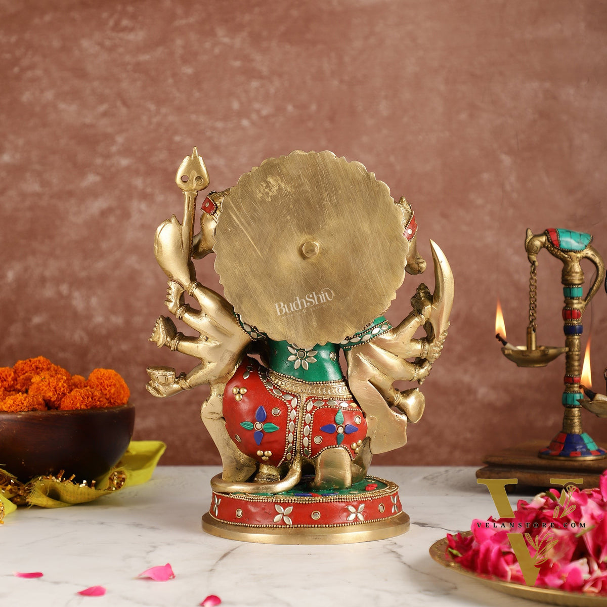 Brass Superfine Panchmukhi Hanuman 11 " with meenakari work