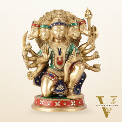 Brass Superfine Panchmukhi Hanuman 11 " with meenakari work