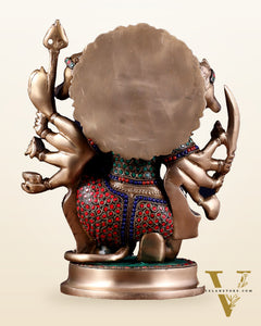 Brass Superfine Panchmukhi Hanuman 11 " with stonework
