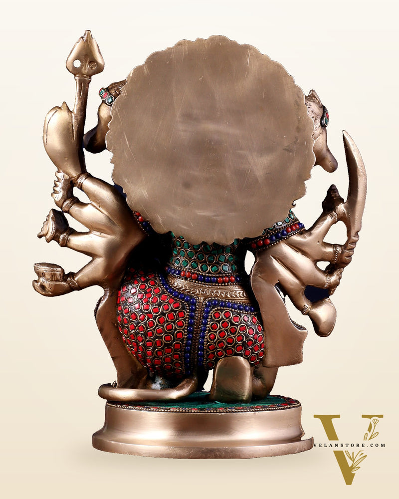 Brass Superfine Panchmukhi Hanuman 11 " with stonework