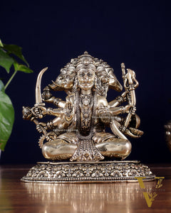 Brass Superfine Panchmukhi Hanuman Idol | Cross-Legged Pose