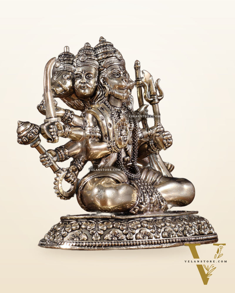 Brass Superfine Panchmukhi Hanuman Idol | Cross-Legged Pose