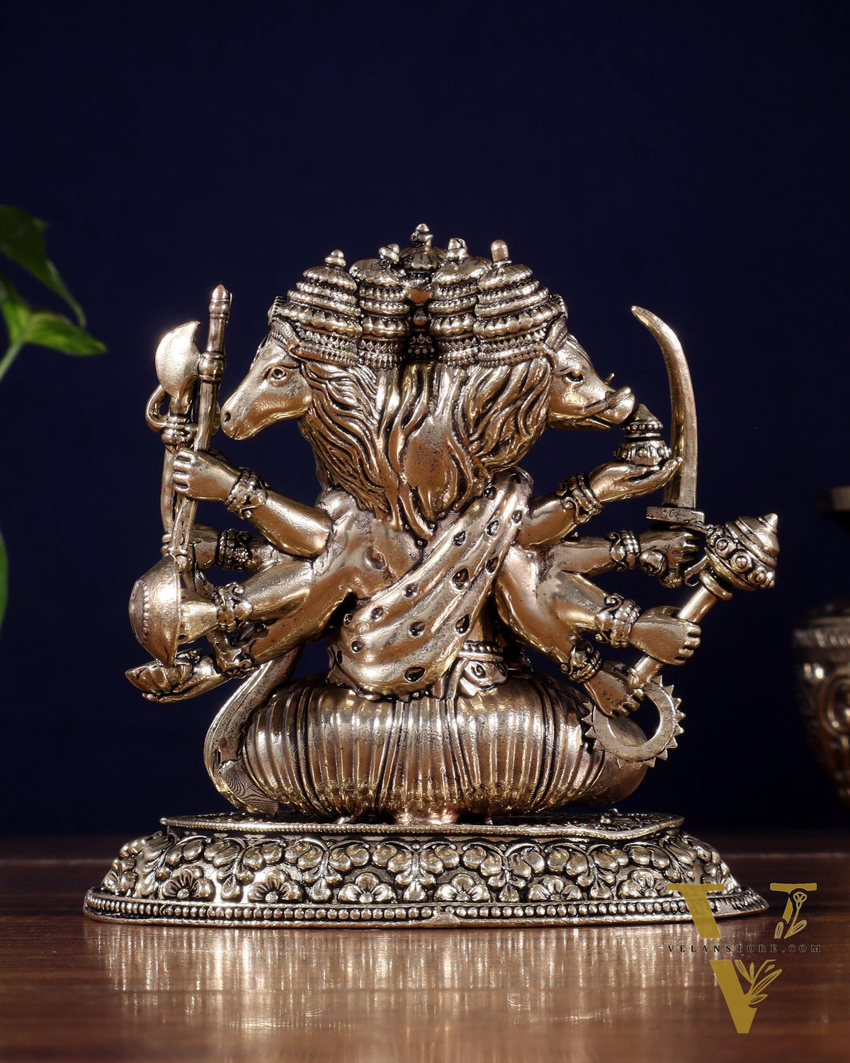 Brass Superfine Panchmukhi Hanuman Idol | Cross-Legged Pose