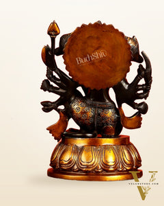 Brass Superfine Panchmukhi Hanuman Idol – Five-Faced Form in Black & Gold Finish 13"