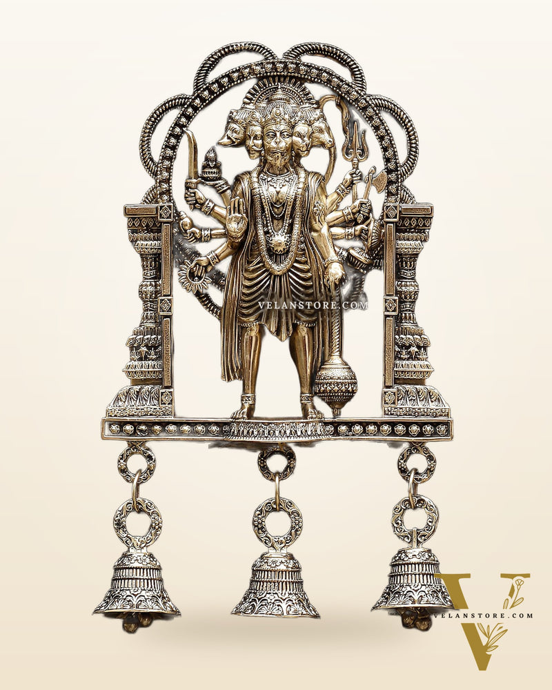 Brass Superfine Panchmukhi Hanuman Wall Hanging 7.5"