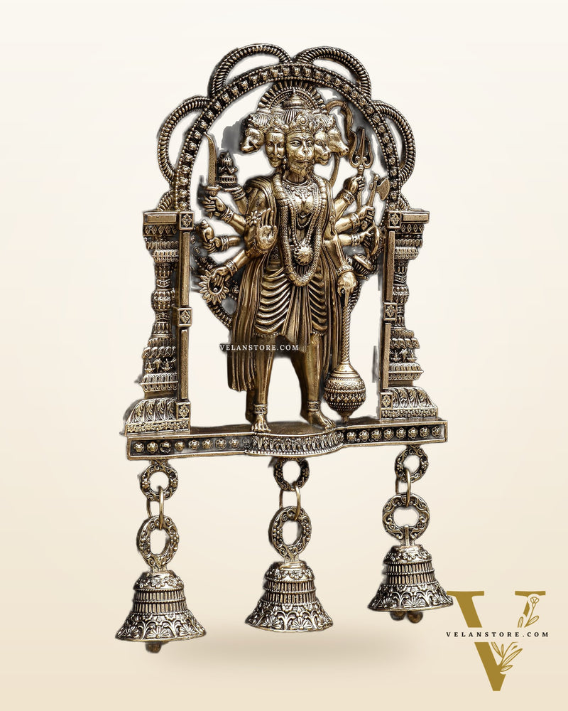 Brass Superfine Panchmukhi Hanuman Wall Hanging 7.5"