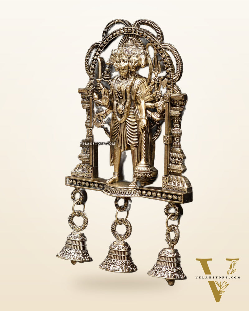 Brass Superfine Panchmukhi Hanuman Wall Hanging 7.5"