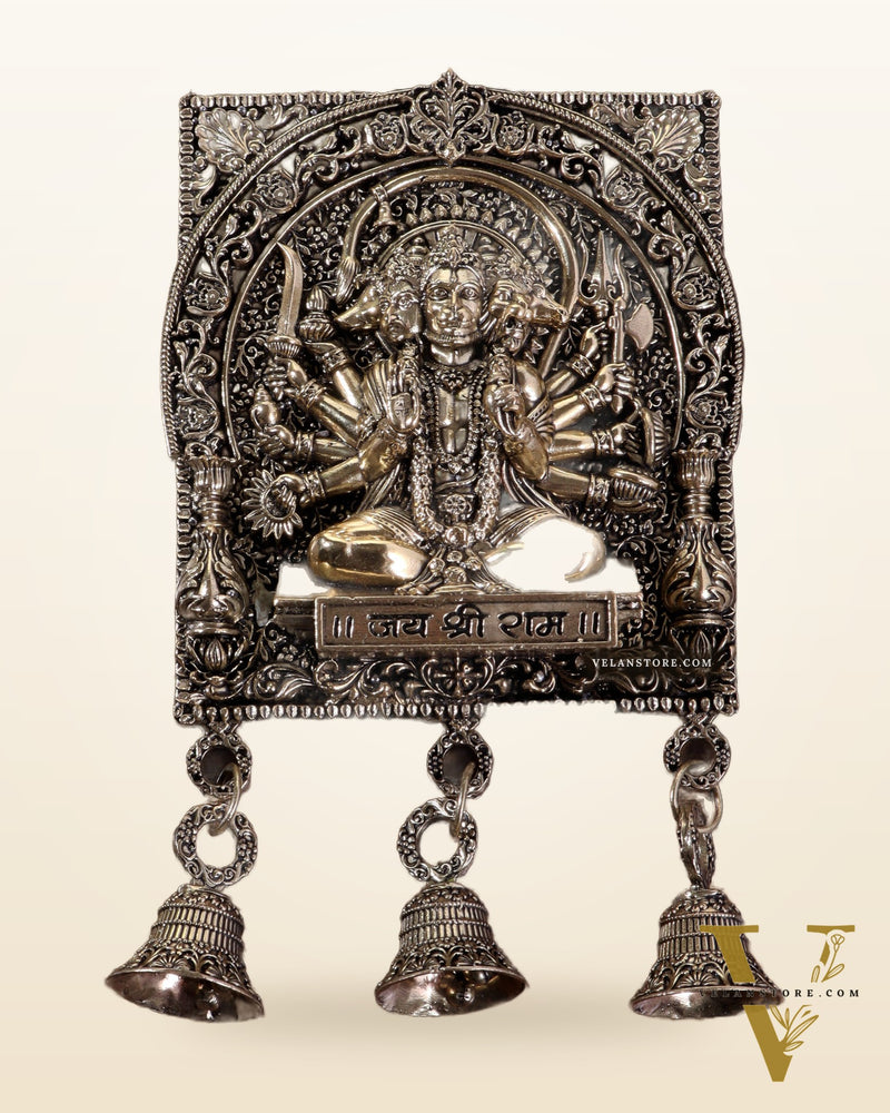 Brass Superfine Panchmukhi Hanuman Wall Hanging with Jai Shri Ram Carvings