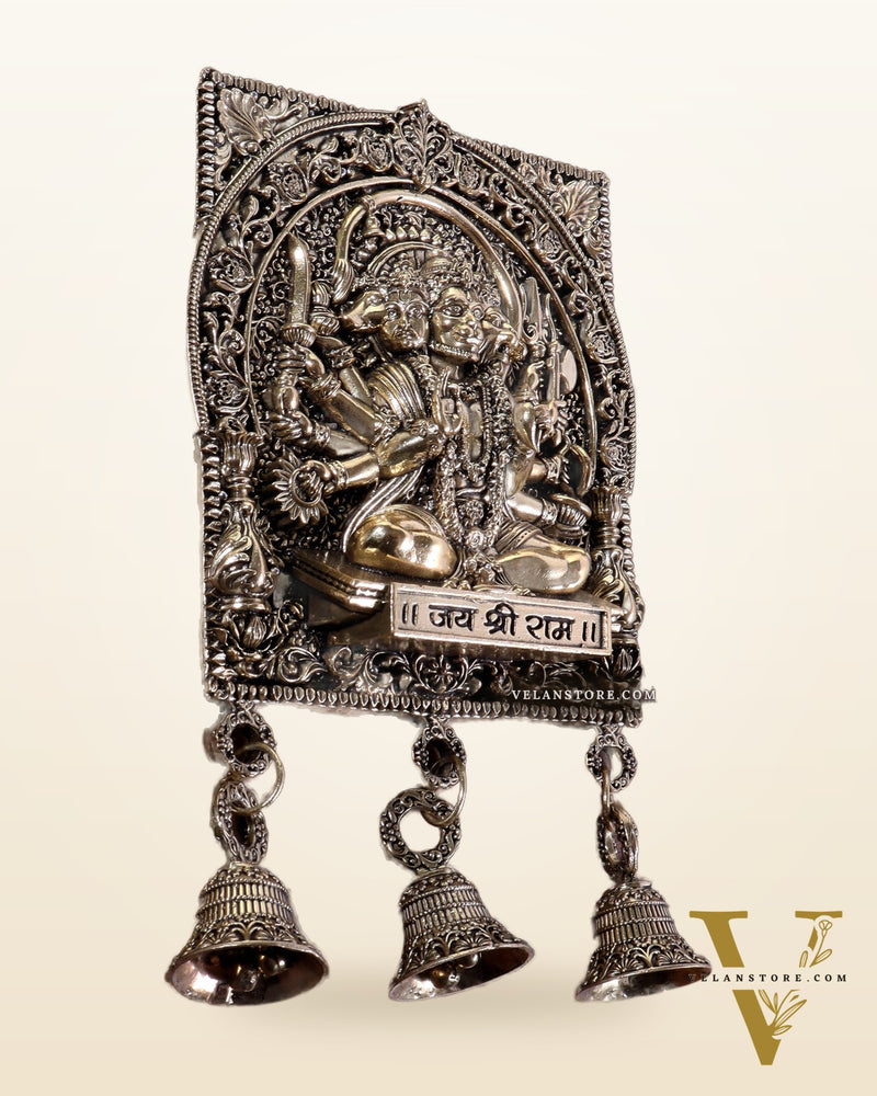 Brass Superfine Panchmukhi Hanuman Wall Hanging with Jai Shri Ram Carvings