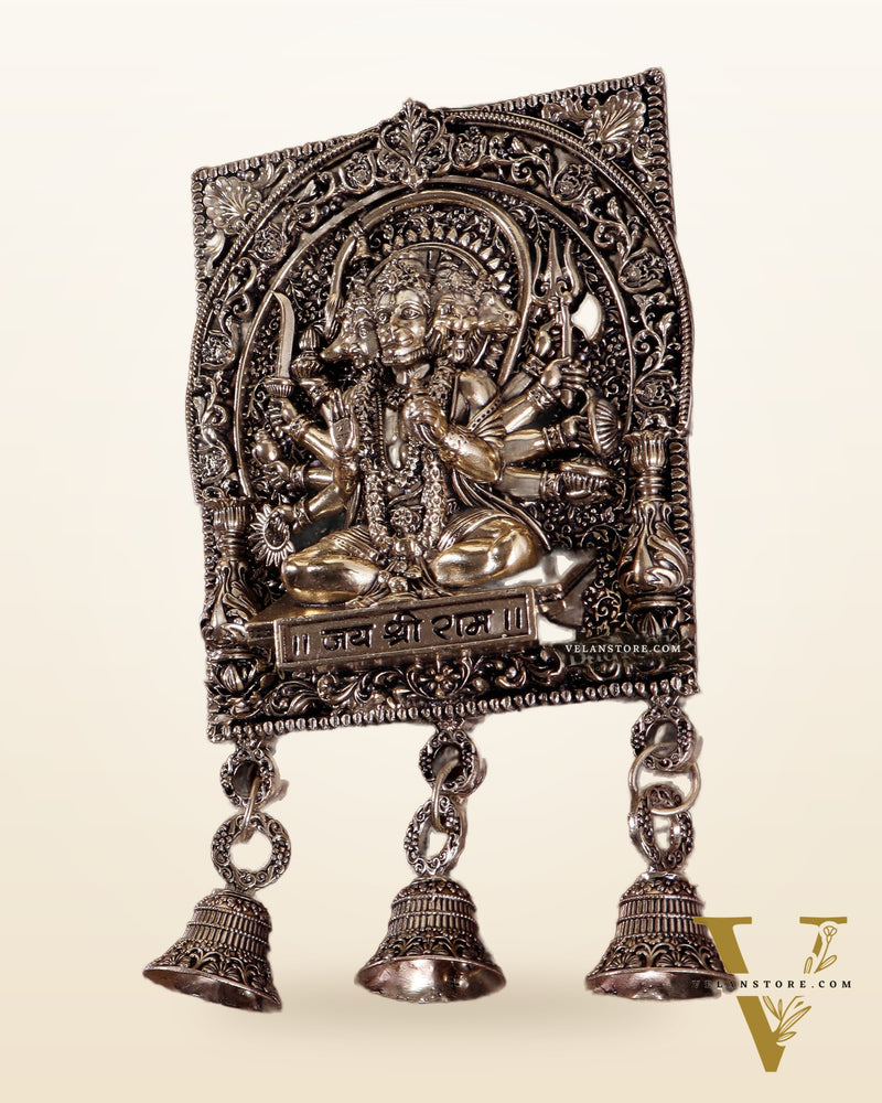 Brass Superfine Panchmukhi Hanuman Wall Hanging with Jai Shri Ram Carvings
