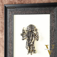 Brass Superfine Panchmukhi Hanuman Wall Hanging with wooden frame – 9.5 Inch