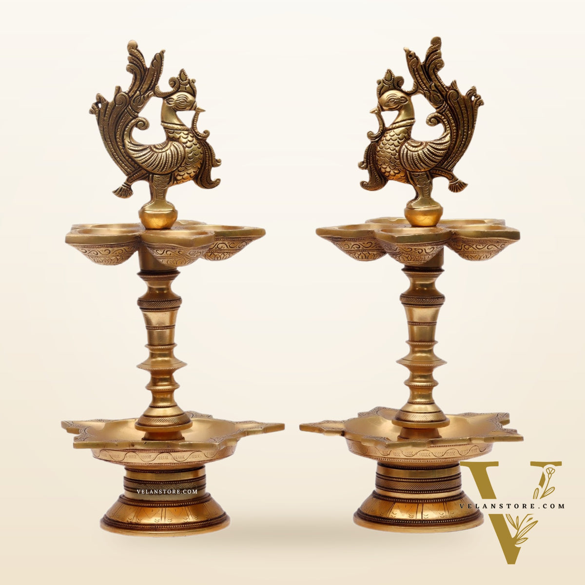 Brass superfine peacock lamp 15"