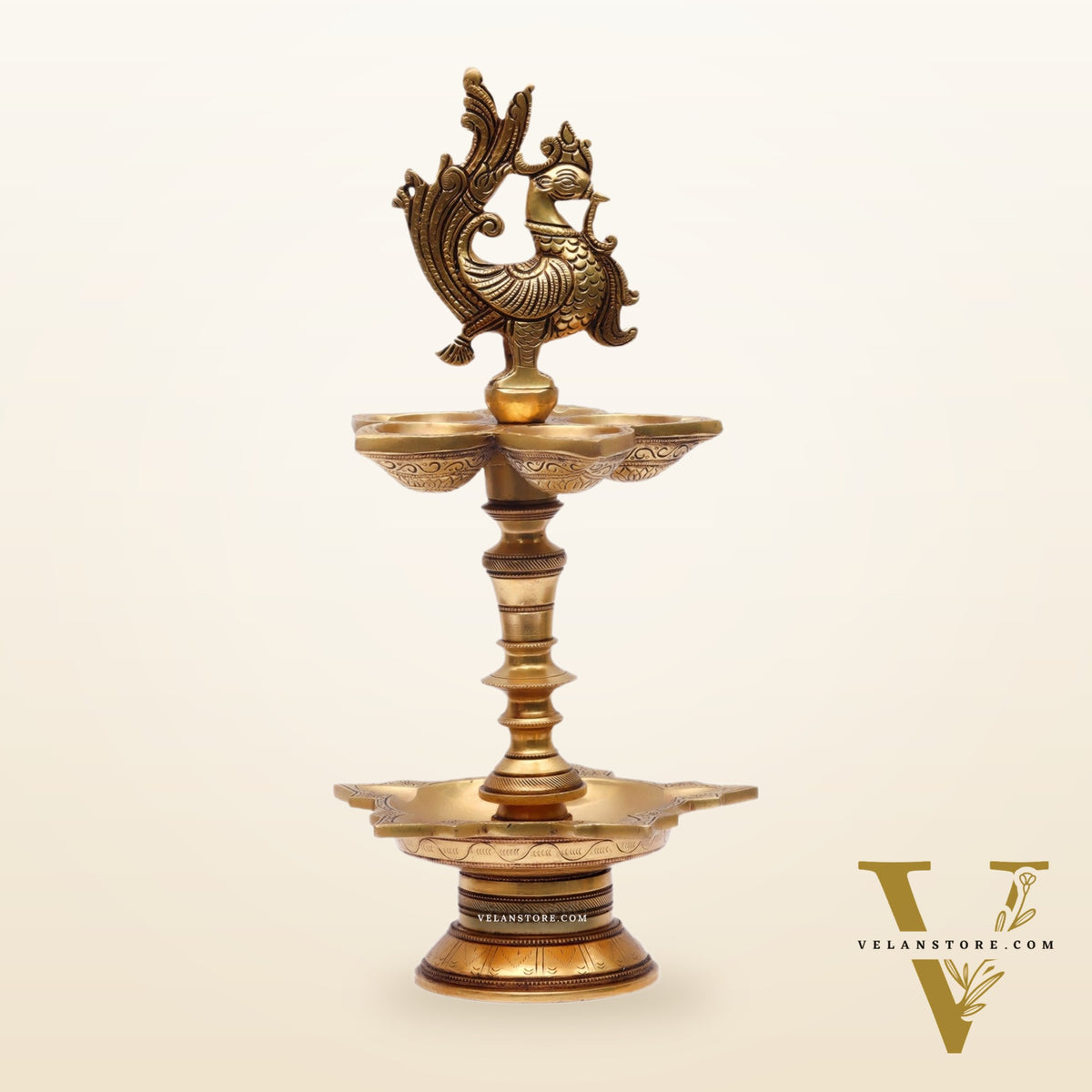 Brass superfine peacock lamp 15"