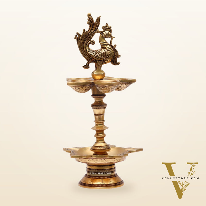 Brass superfine peacock lamp 15"