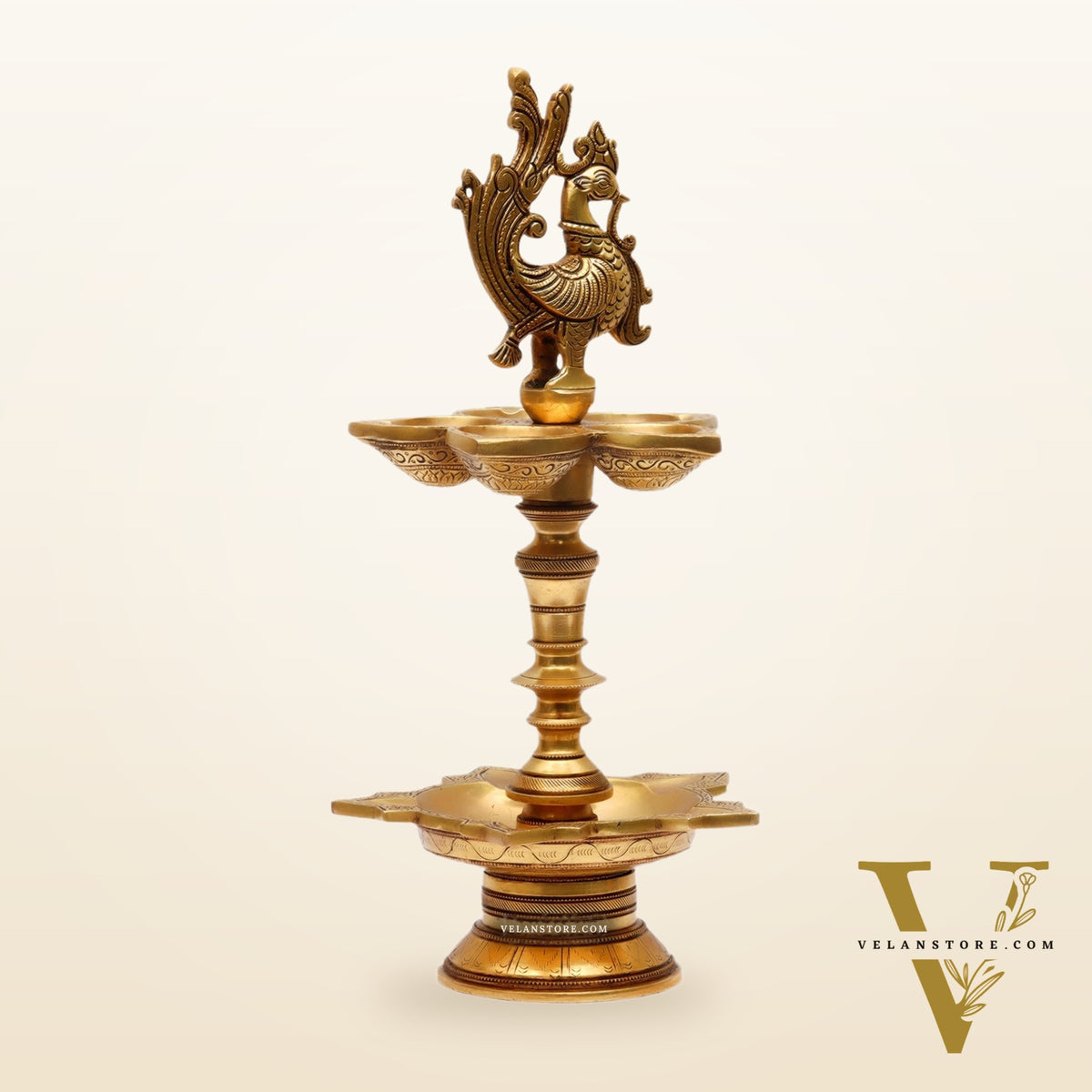 Brass superfine peacock lamp 15"