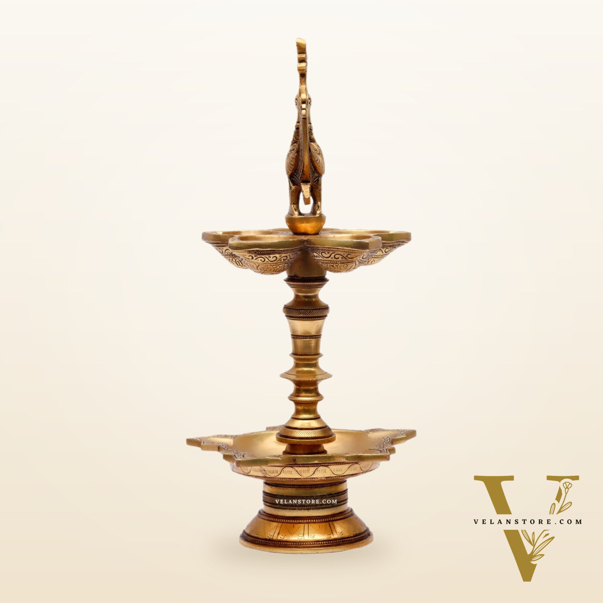 Brass superfine peacock lamp 15"