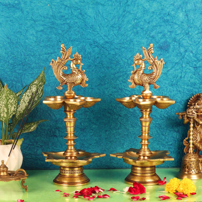 Brass superfine peacock lamp 15"