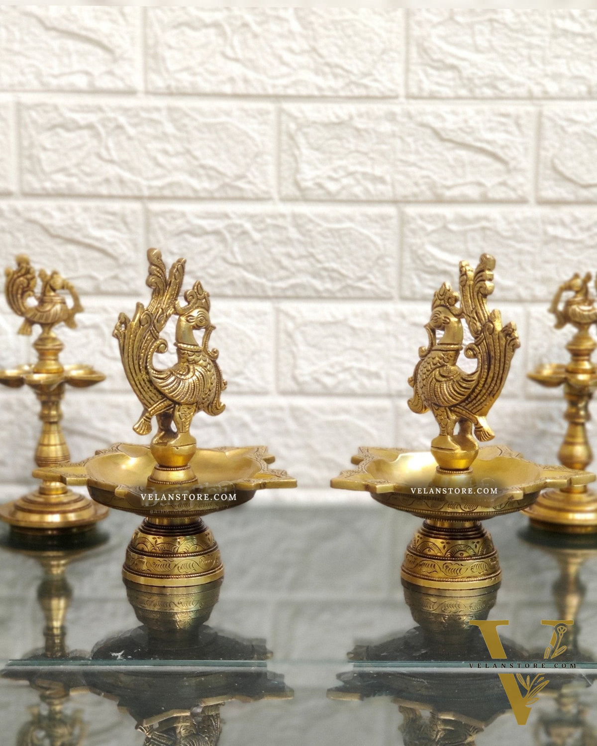 Brass superfine peacock lamps 8"