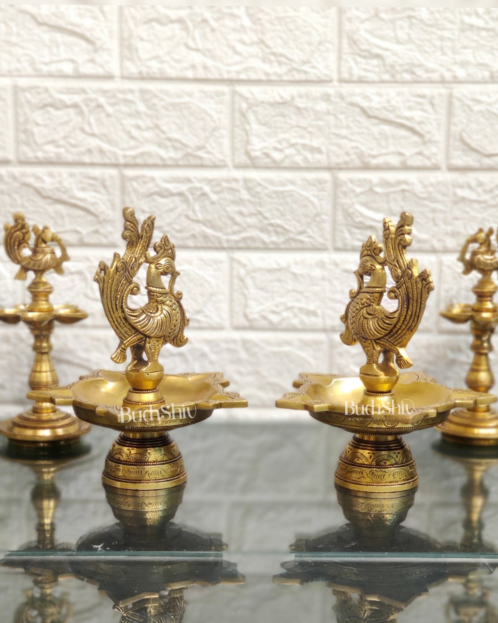 Brass superfine peacock lamps 8"