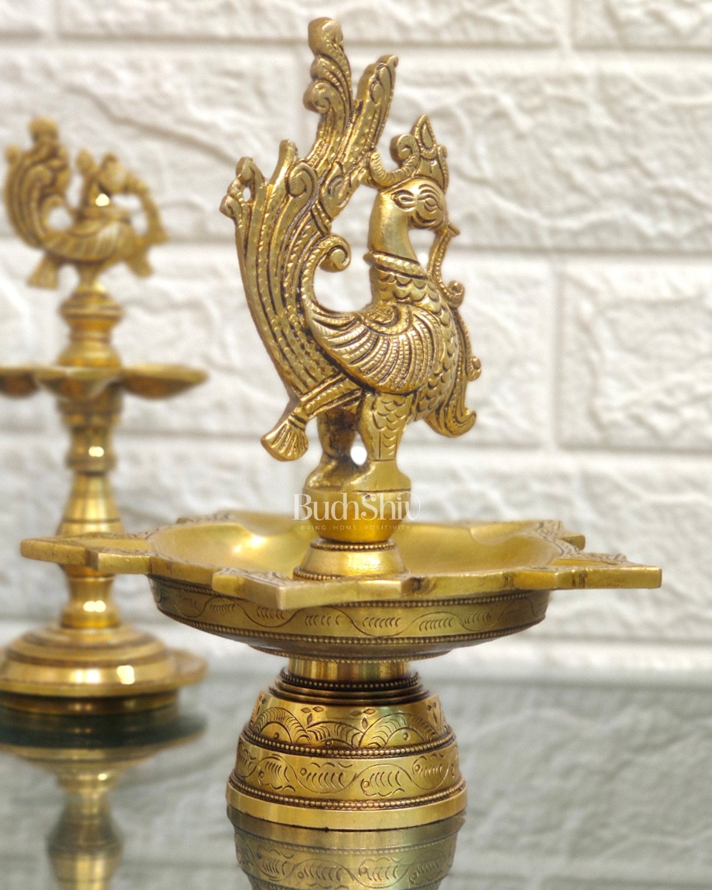 Brass superfine peacock lamps 8"