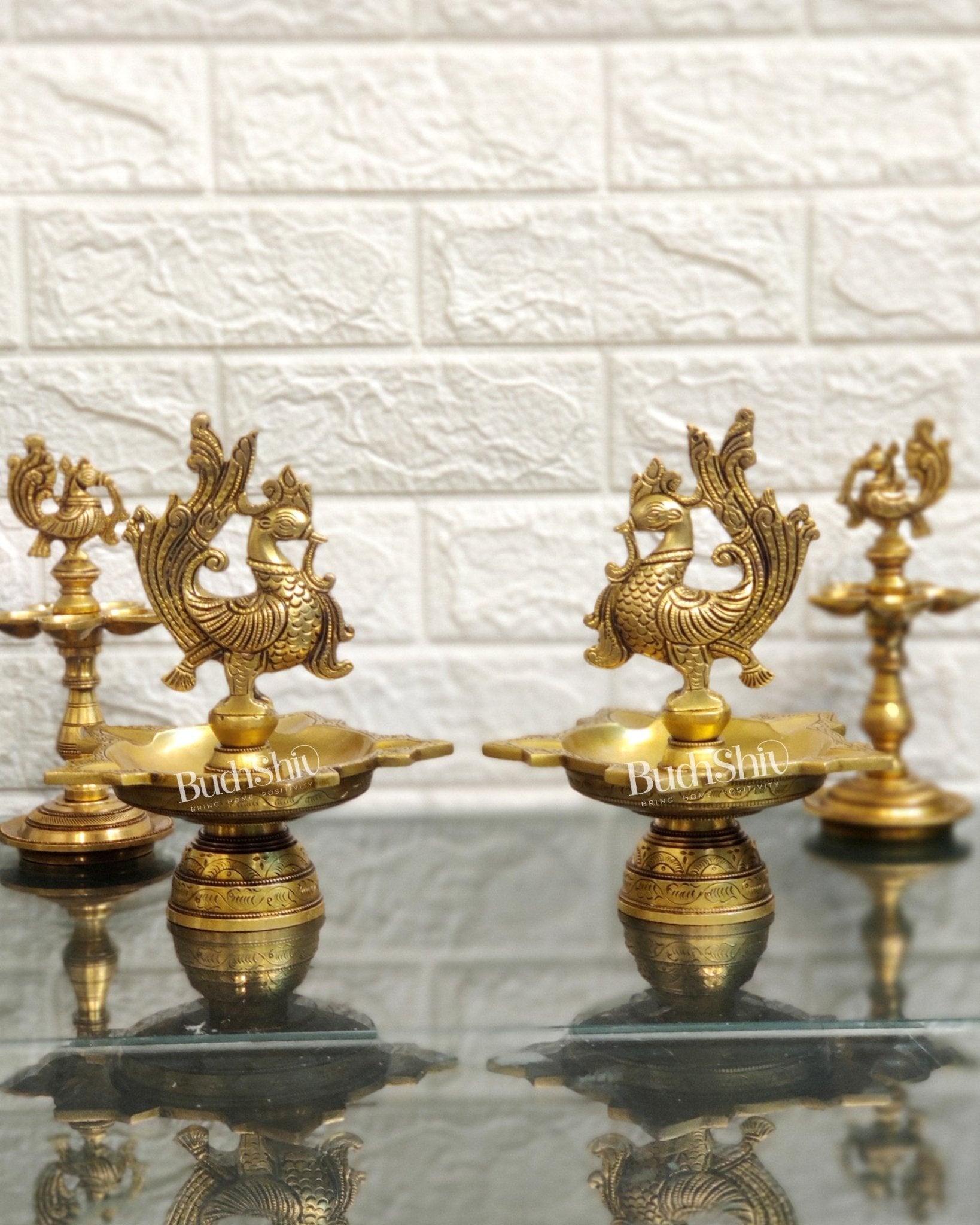 Brass superfine peacock lamps 8"