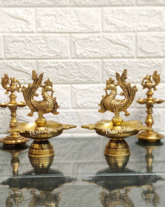 Brass superfine peacock lamps 8"