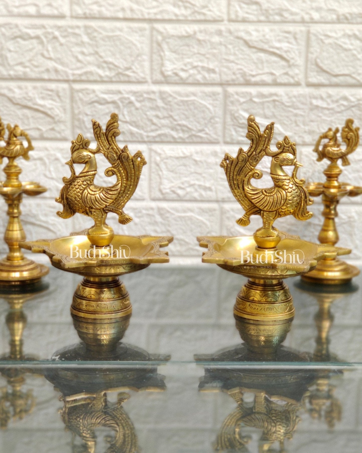 Brass superfine peacock lamps 8"