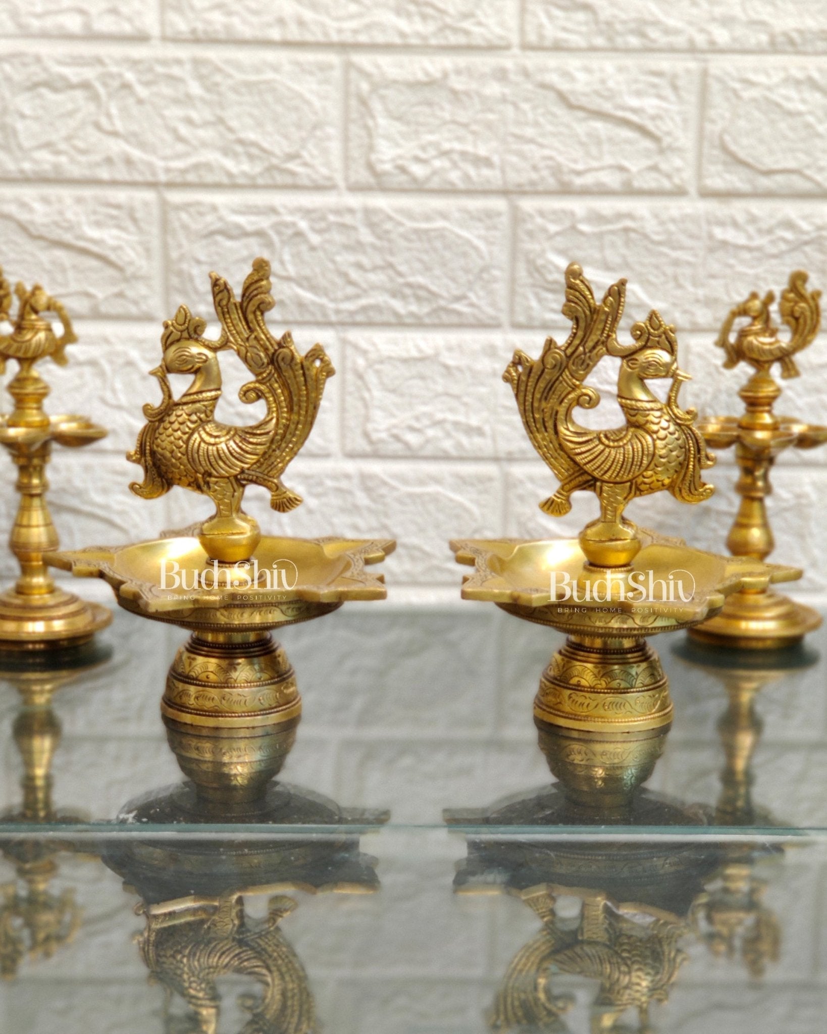 Brass superfine peacock lamps 8"