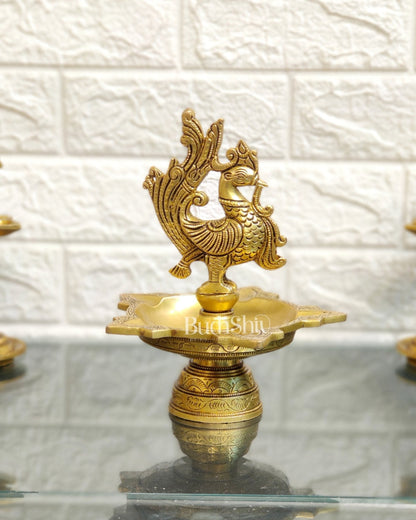 Brass superfine peacock lamps 8"