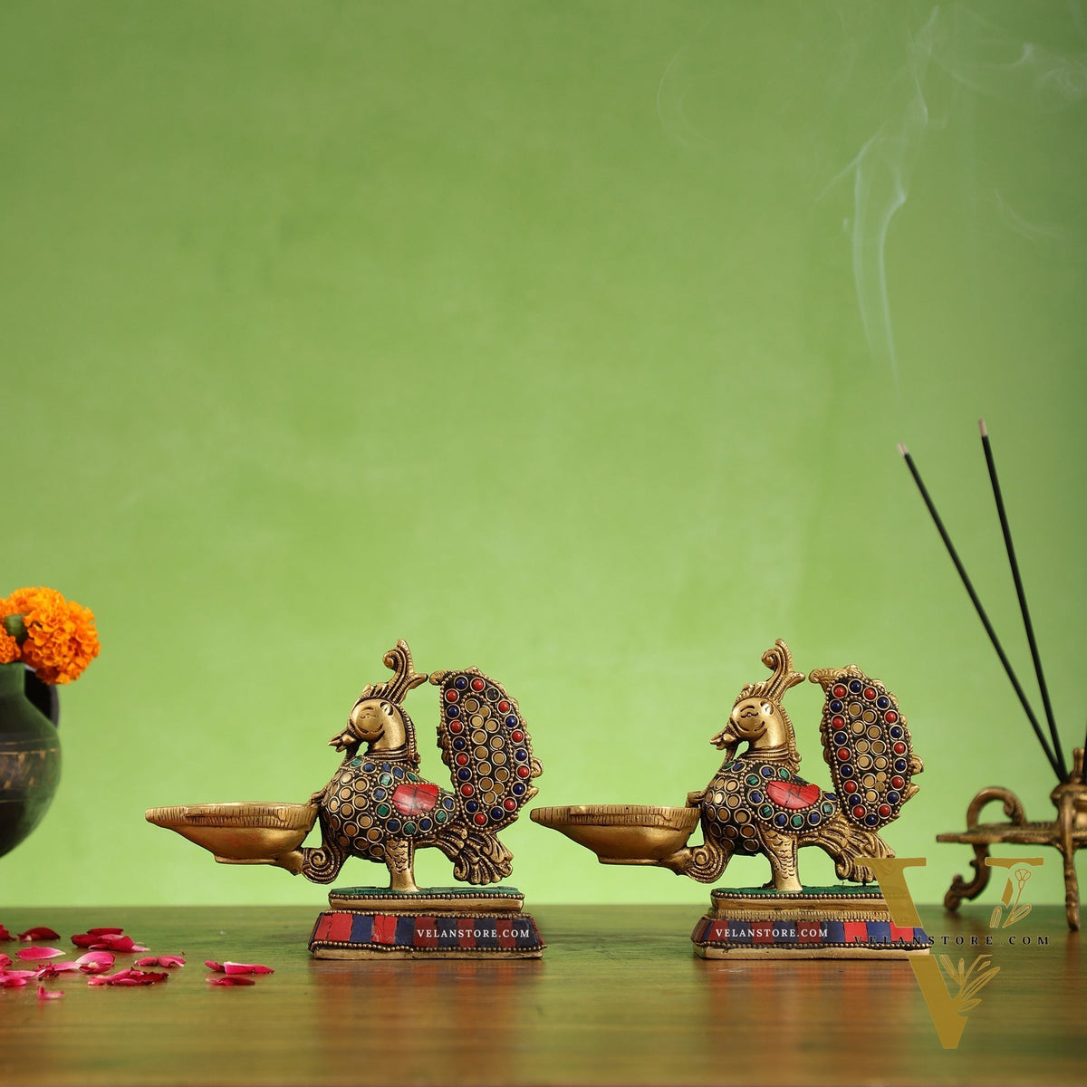 Brass superfine peacock/annam pakshi diya 5"