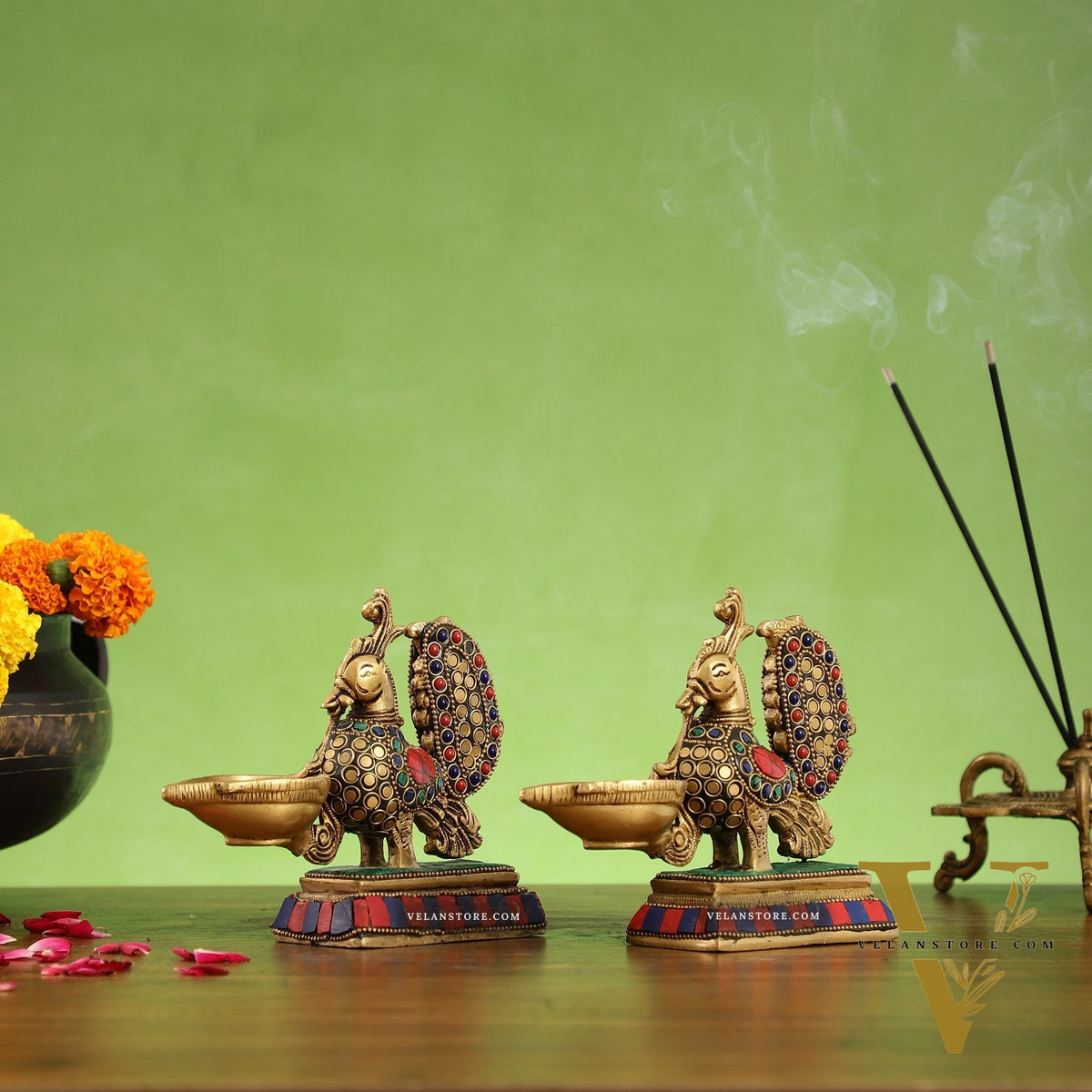 Brass superfine peacock/annam pakshi diya 5"