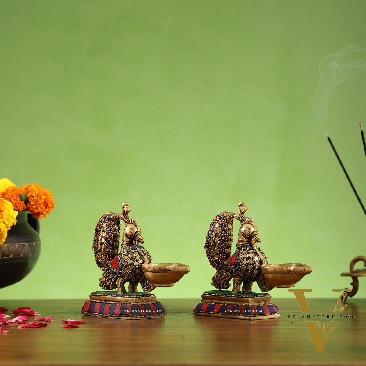 Brass superfine peacock/annam pakshi diya 5"